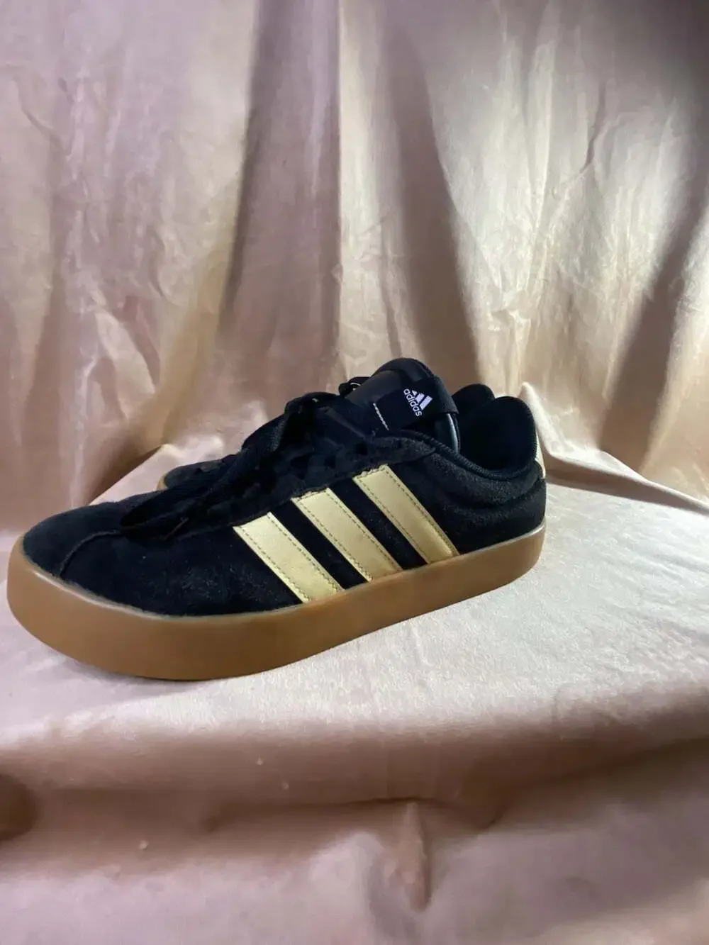 Adidas Women's VL Court 3.0 Black Almost Yellow Sneakers JI1948: Size 8